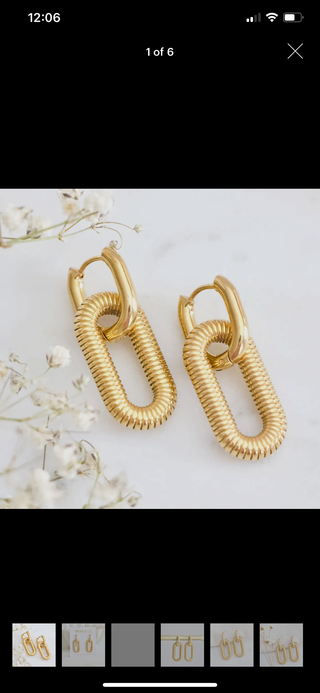 Textured drop hoop earrings